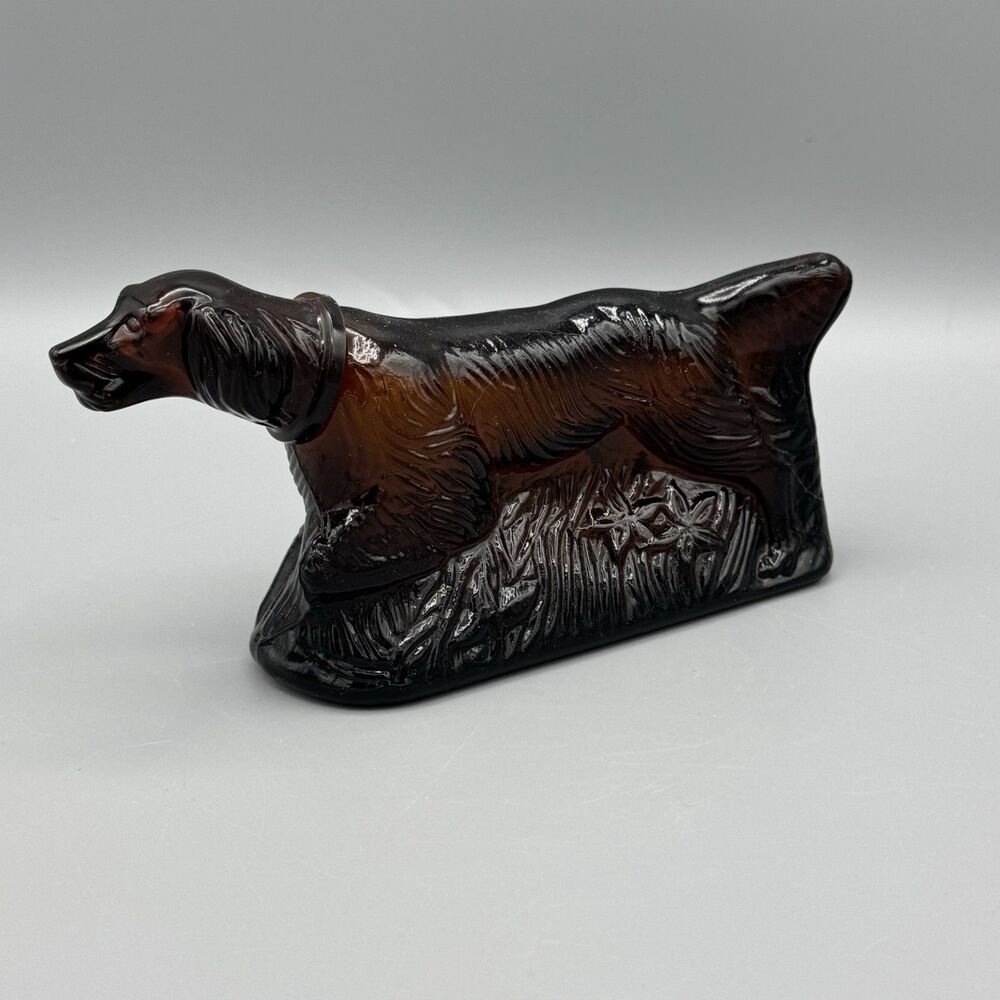 Vintage EMPTY Avon Cologne Glass Bottle Hunting Irish Setter Dog At Point 7" L